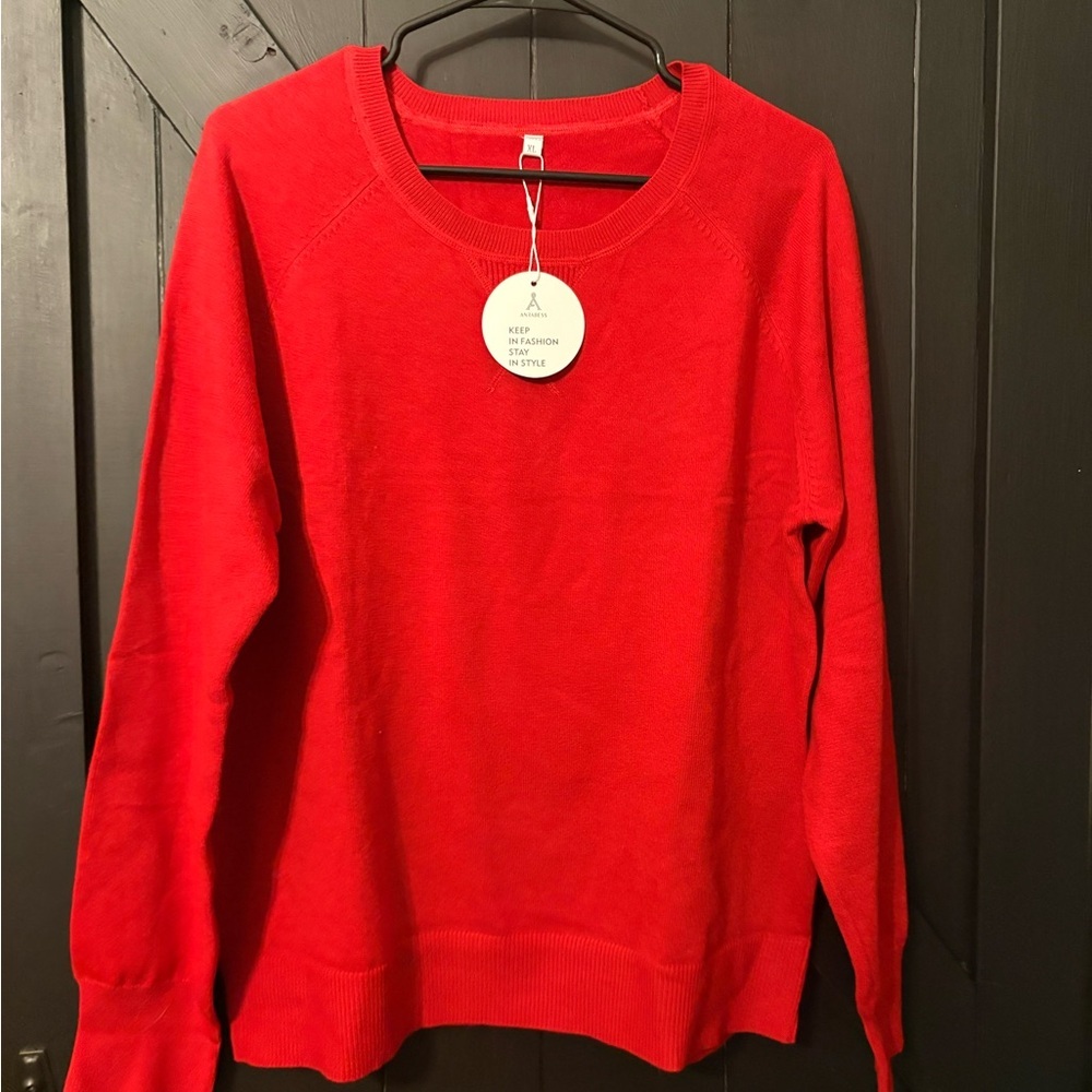 Vibrant Red Crew Neck Sweater